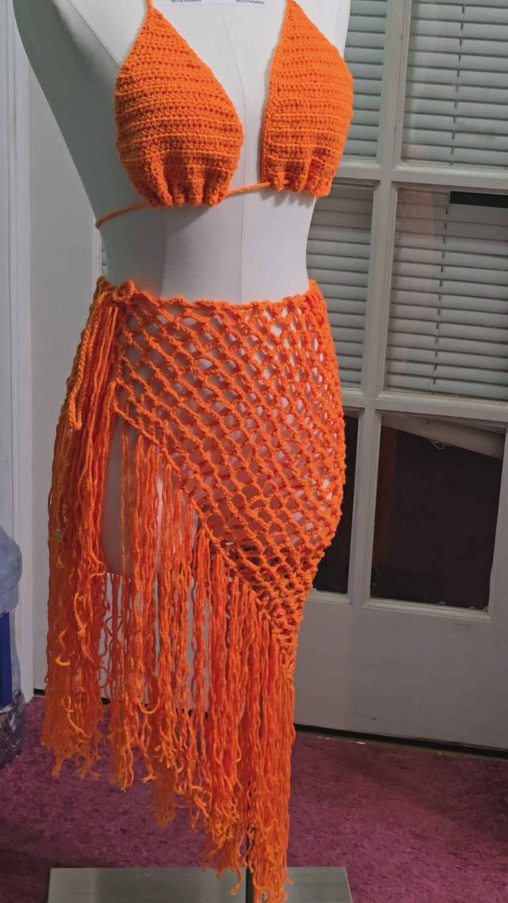 Handmade Crochet Beach Cover-Up Skirt with Fringe