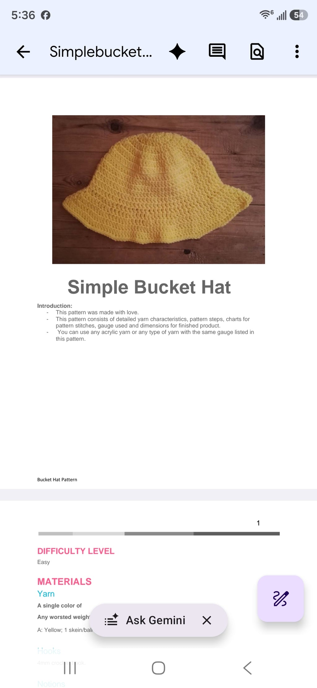 Crochet Bucket Hat Pattern PDF Digital Download