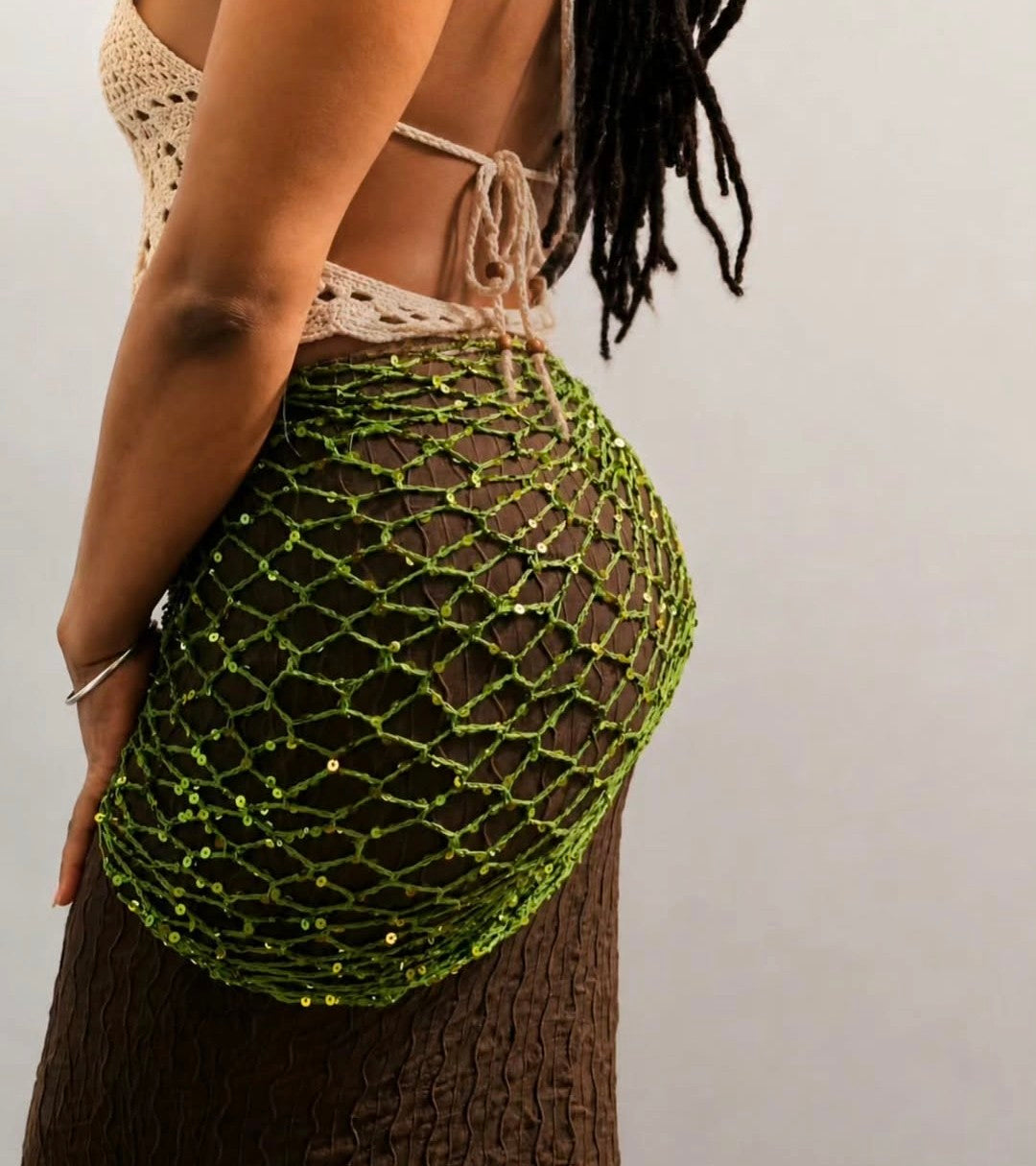 Sequin Crochet Wrap Skirt