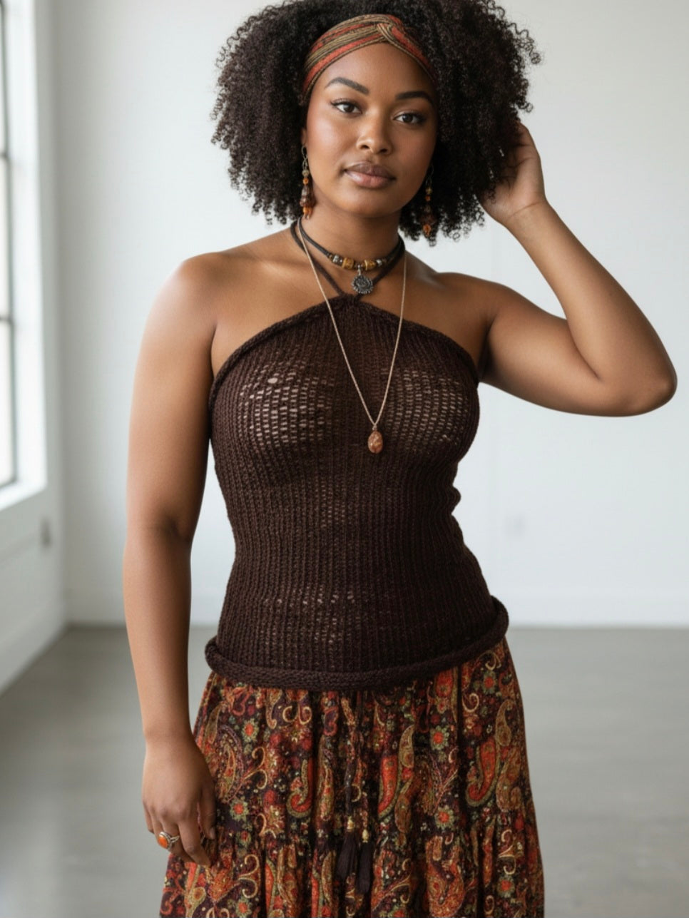 Lacy Knit Top with Crochet Scrunchies