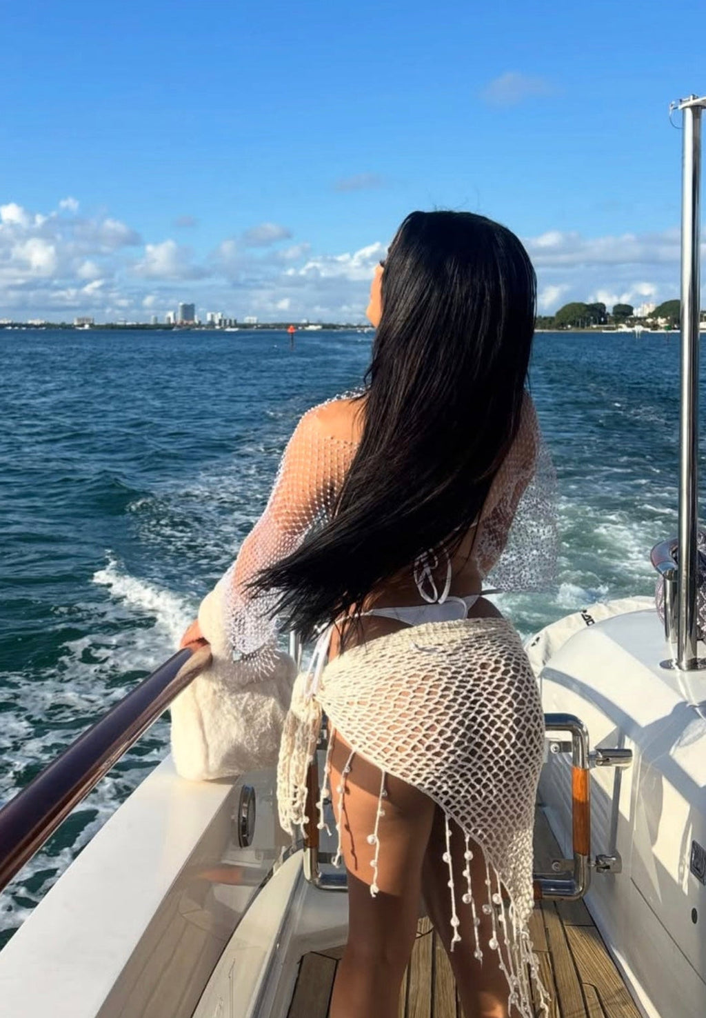 Crochet pearls warp and coverup