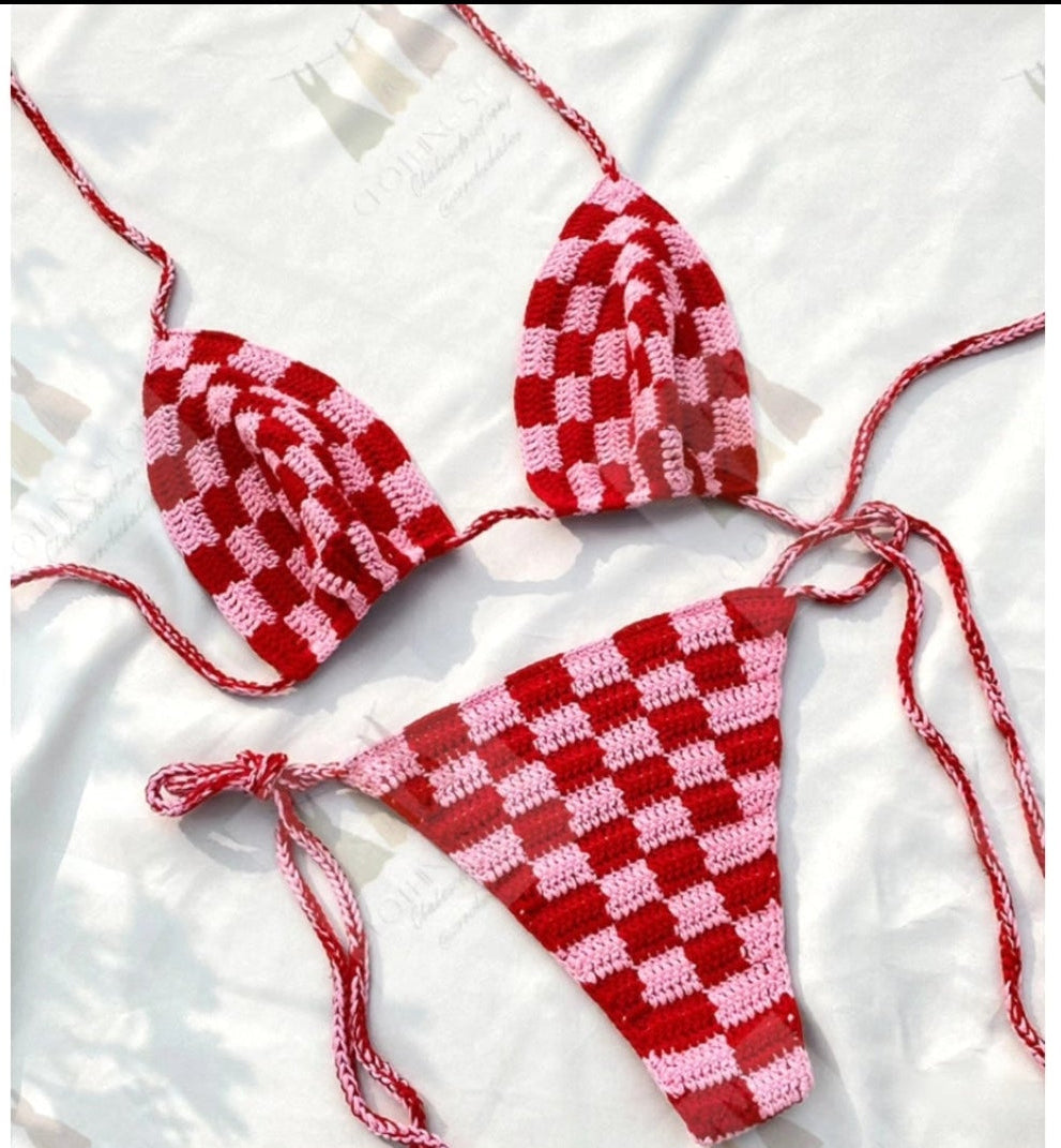 Crochet Checkered Bikini Pattern PDF Digital Download