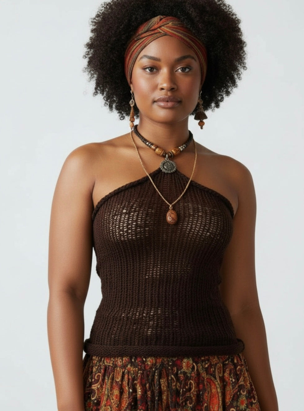 Lacy Knit Top with Crochet Scrunchies