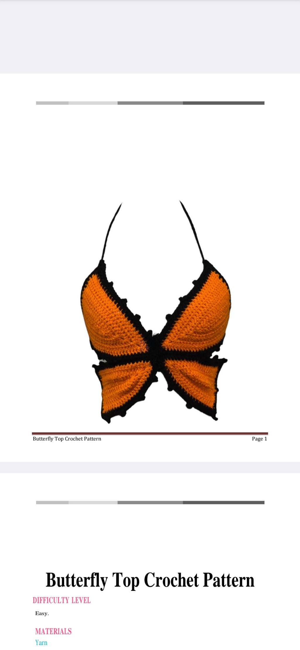 Crochet Butterfly Top Pattern PDF Digital Download