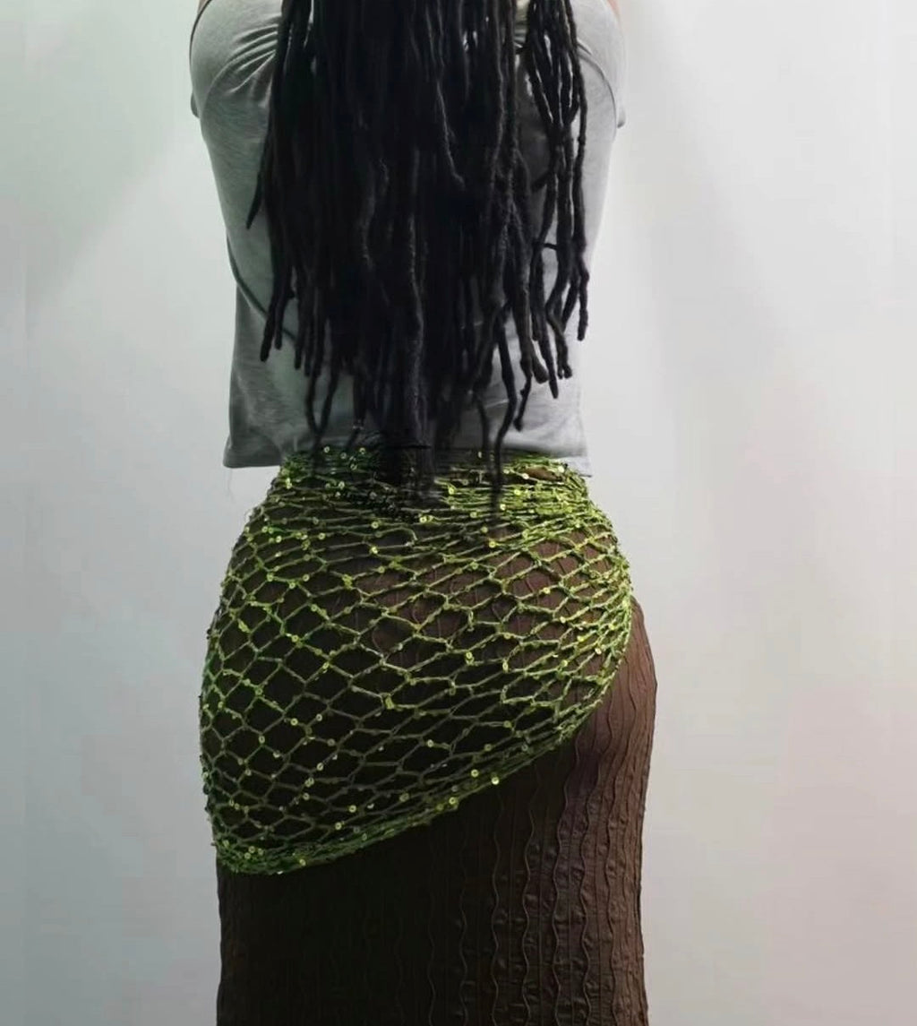 Sequin Crochet Wrap Skirt