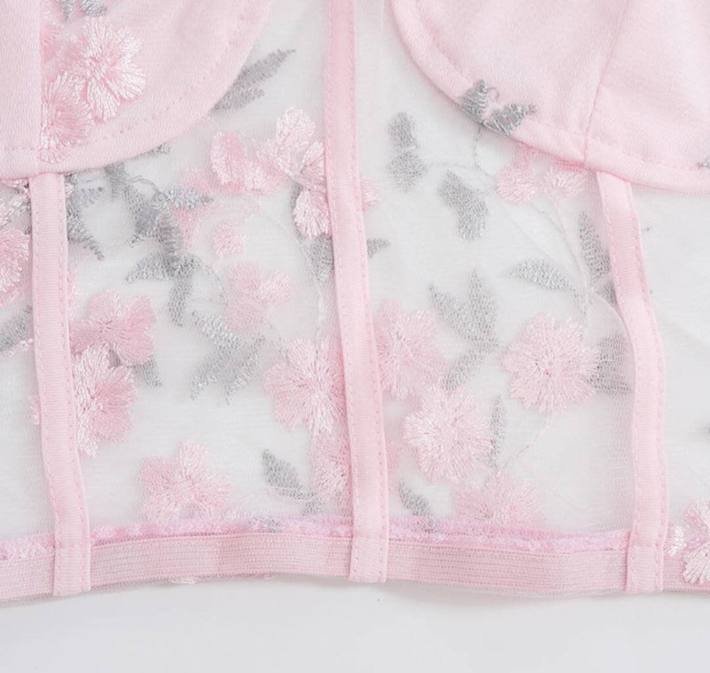 Floral embroidery Corset Top